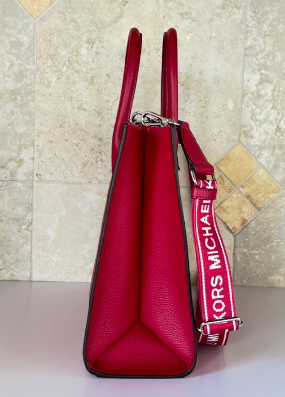 Michael Kors Mirella Medium East West Tote Satchel Shoulder Bag Dark Raspberry
