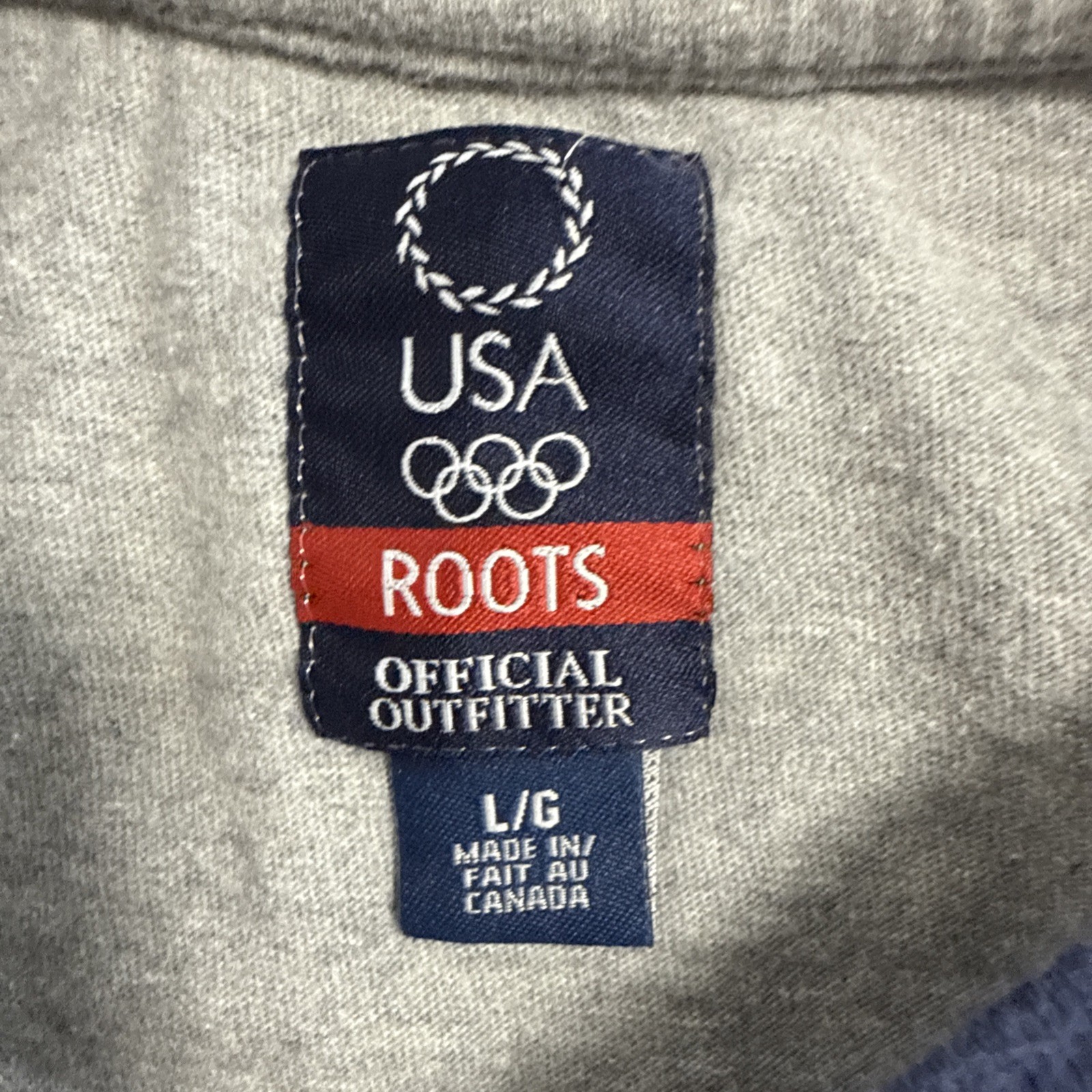 Vintage Roots USA Olympic Ringer T-Shirt Men’s Size Large Gray Short Sleeve 2004