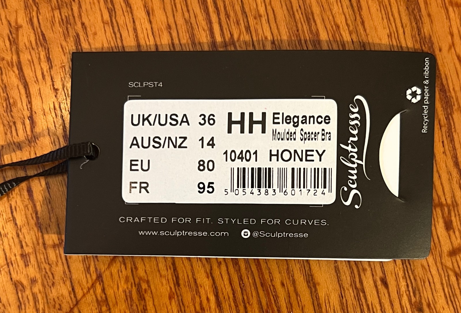 NWT! Sculptresse Elegance 10401 Smooth Molded Spacer T-Shirt Bra In Honey, 36HH