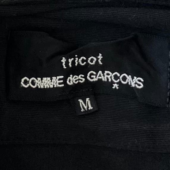 Tricot COMME des GARCONS Black Ruffle Front SS Shirt AD2003 Size M