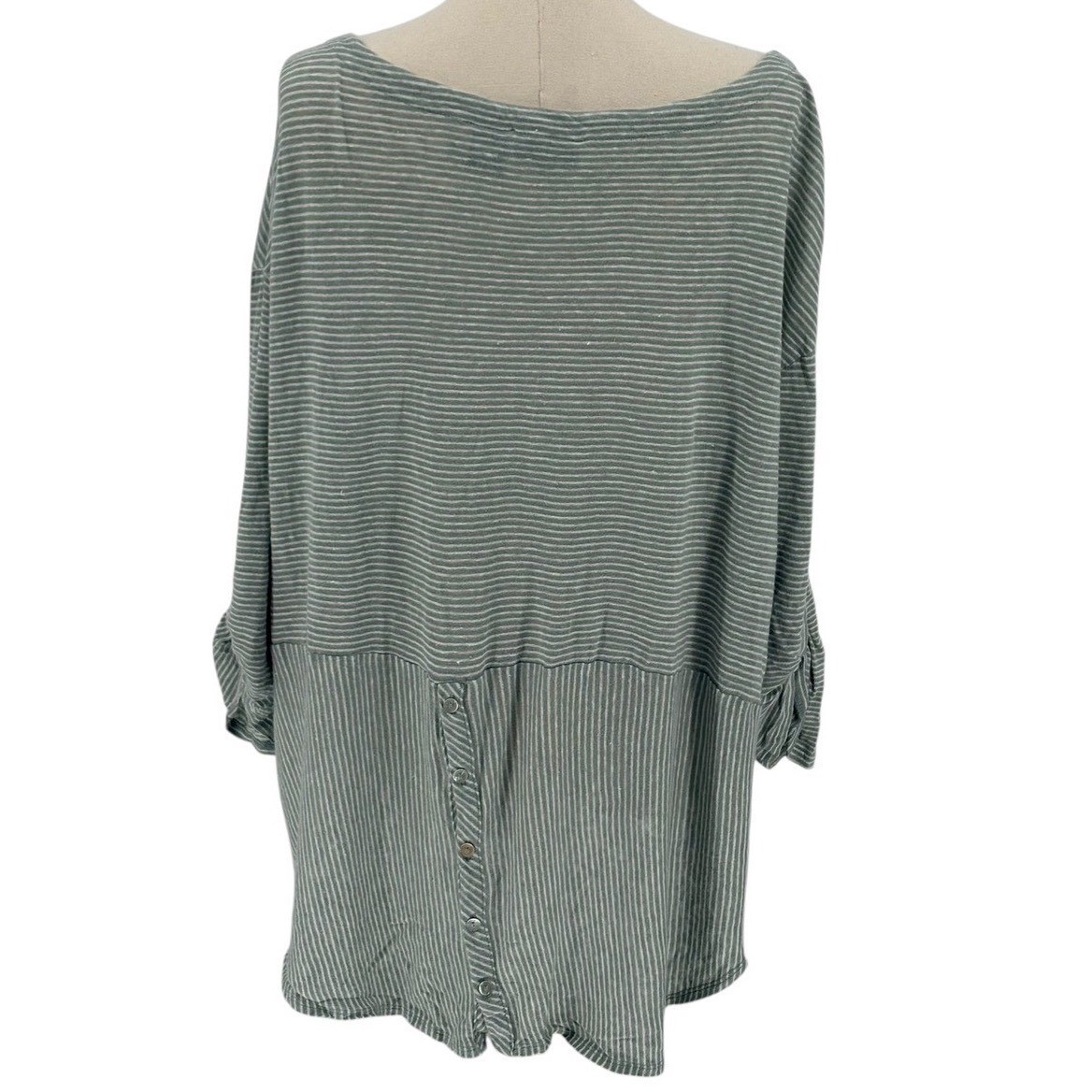 Adrienne Vittadini Linen Blend Stripe Dolman Sleeve Top 3X