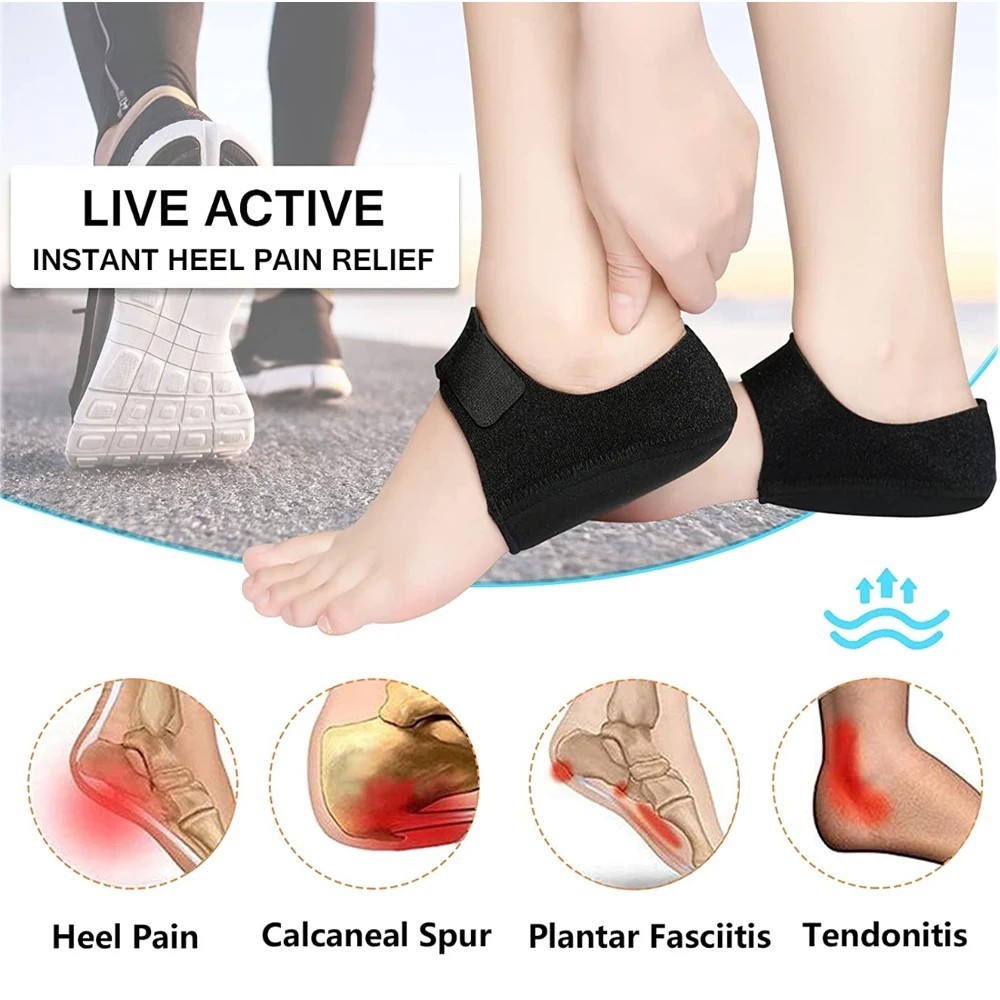 1Pair Plantar Fasciitis Heel Cups U Shaped Silicone Gel Heel Pain Relief Insoles