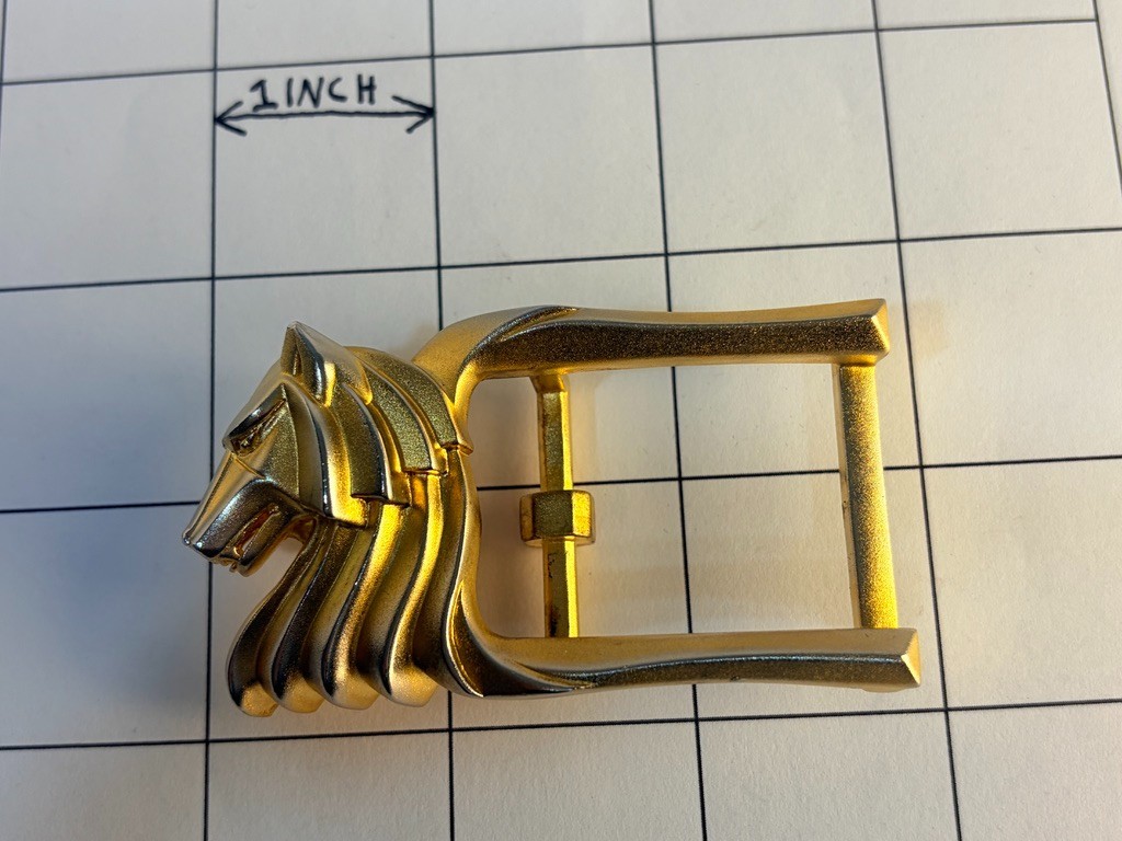 Rick Cameron Sterling Silver .925 Wolf Vermeil Belt Buckle Genuine Alligator 36