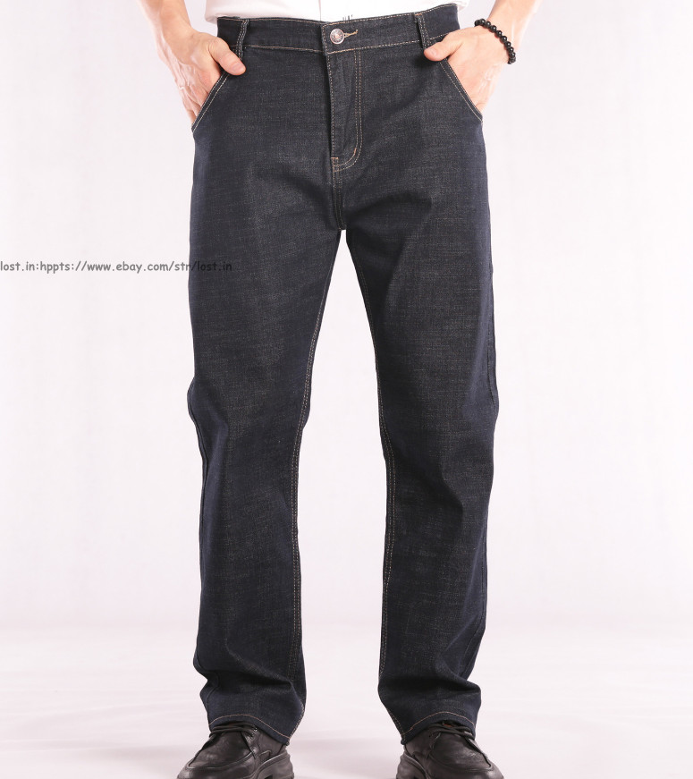 Men Plus Size Vintage Jeans Casual Straight Leg Denim Pants stretch Long Trouser
