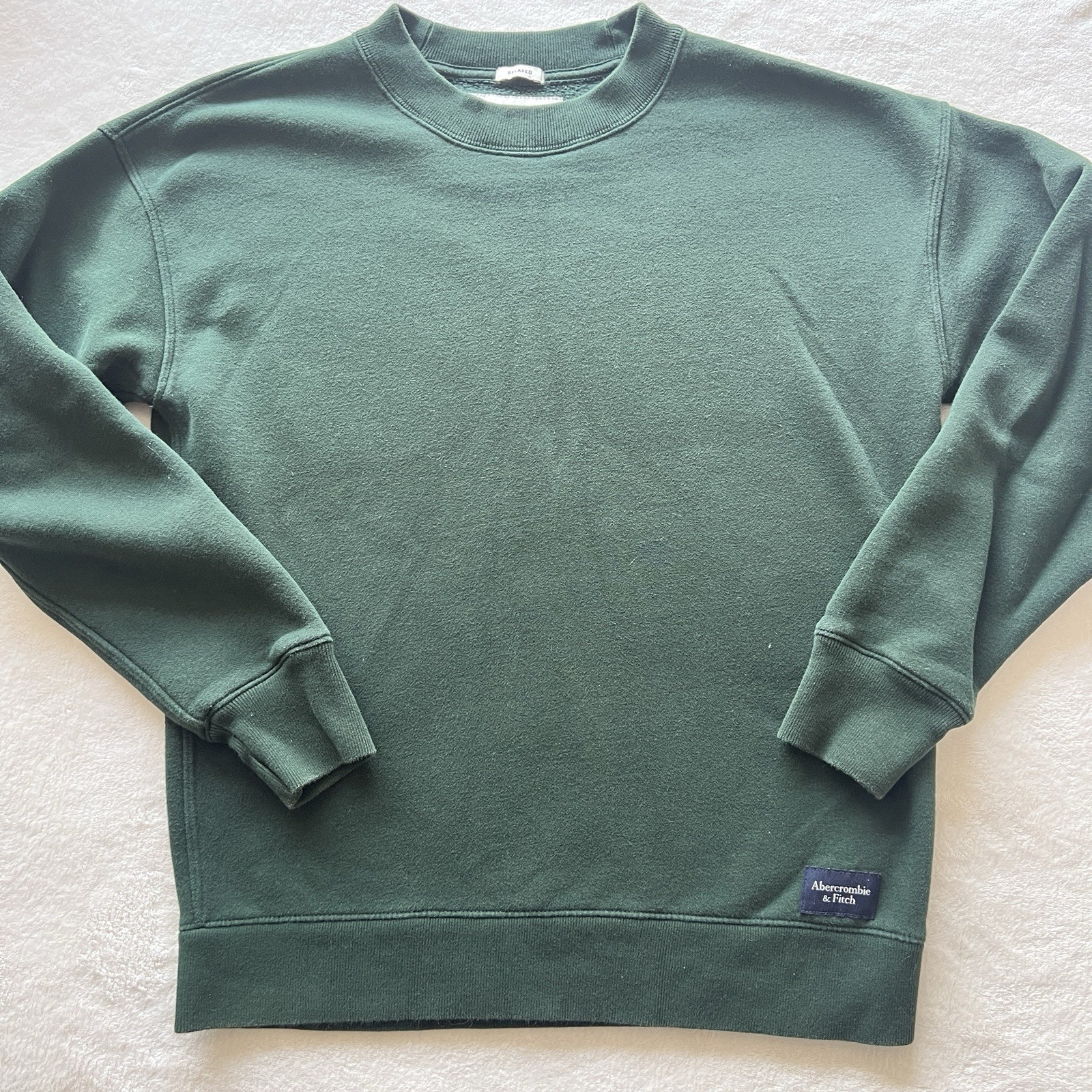 mock neck crew forest green cozy soft Abercrombie and Fitch sweatshirt classic