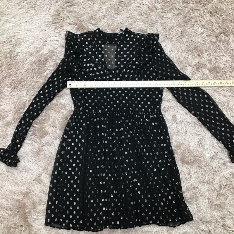 Robert Rodriguez Womens A Line Dress Black Polka Dot Ruffle Keyhole Back 2 New