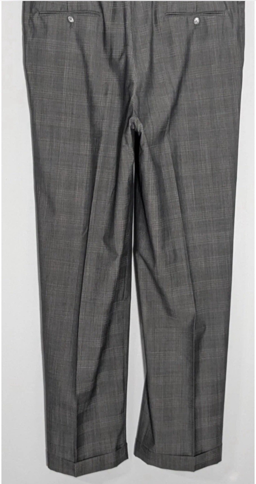 Hart Schaffner Marx Suit Mens 44L Gray Plaid 2 Button Wool Pleated Pants