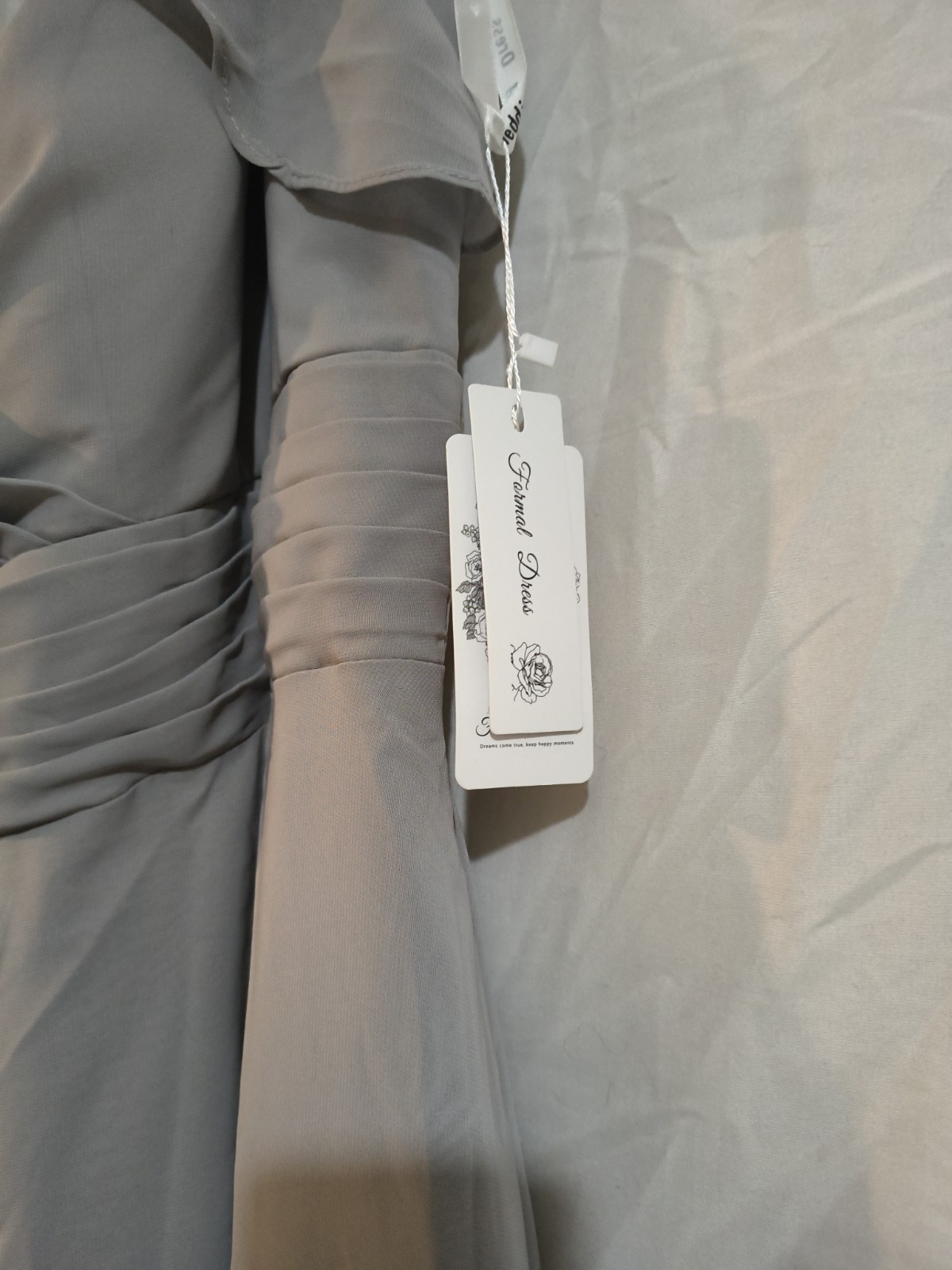 Gray Chiffon V-Neck Ruffle Lined Long Chiffon Jumpsuit Sleeveless Zip Formal 22W