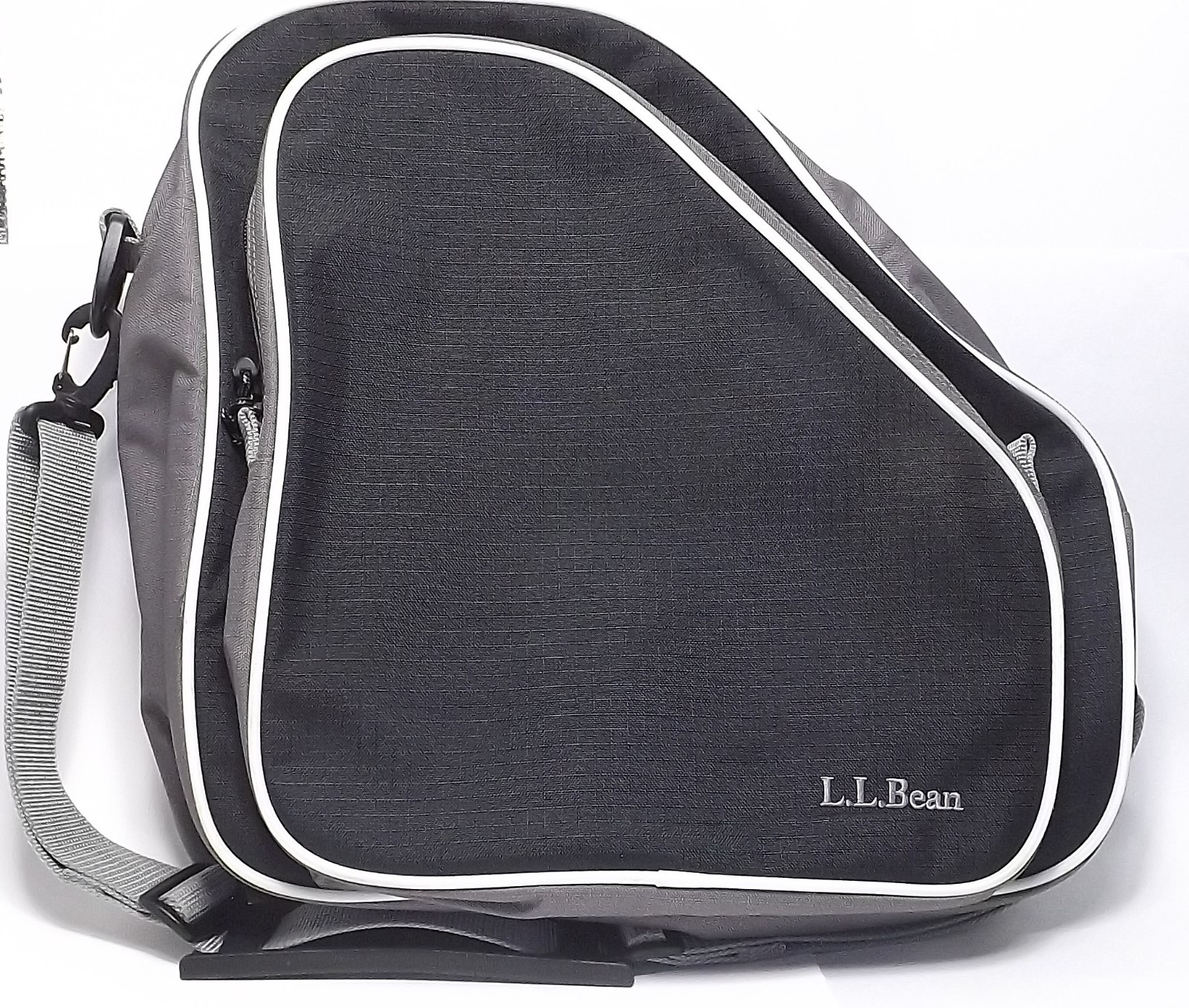 LL Bean Cross Body Satchel Black and Grey Daypack Laptop Tablet Book Tote