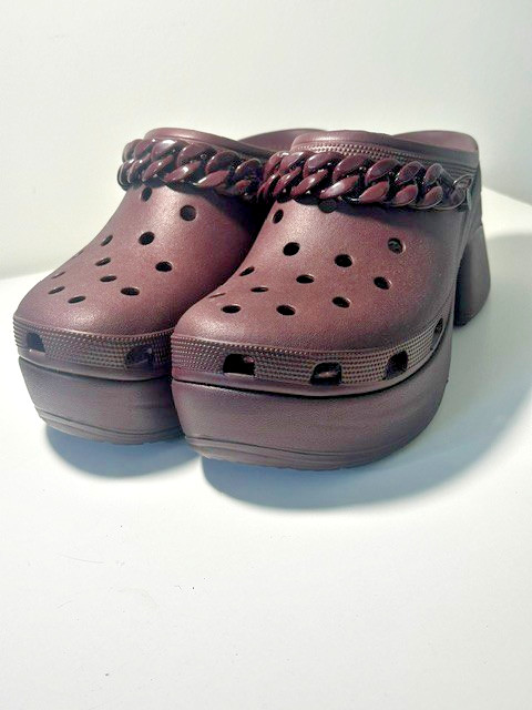 CROCS Siren Dark Cherry Chain Clog Heel W 15 M 13 Comfort Platform Waterproof