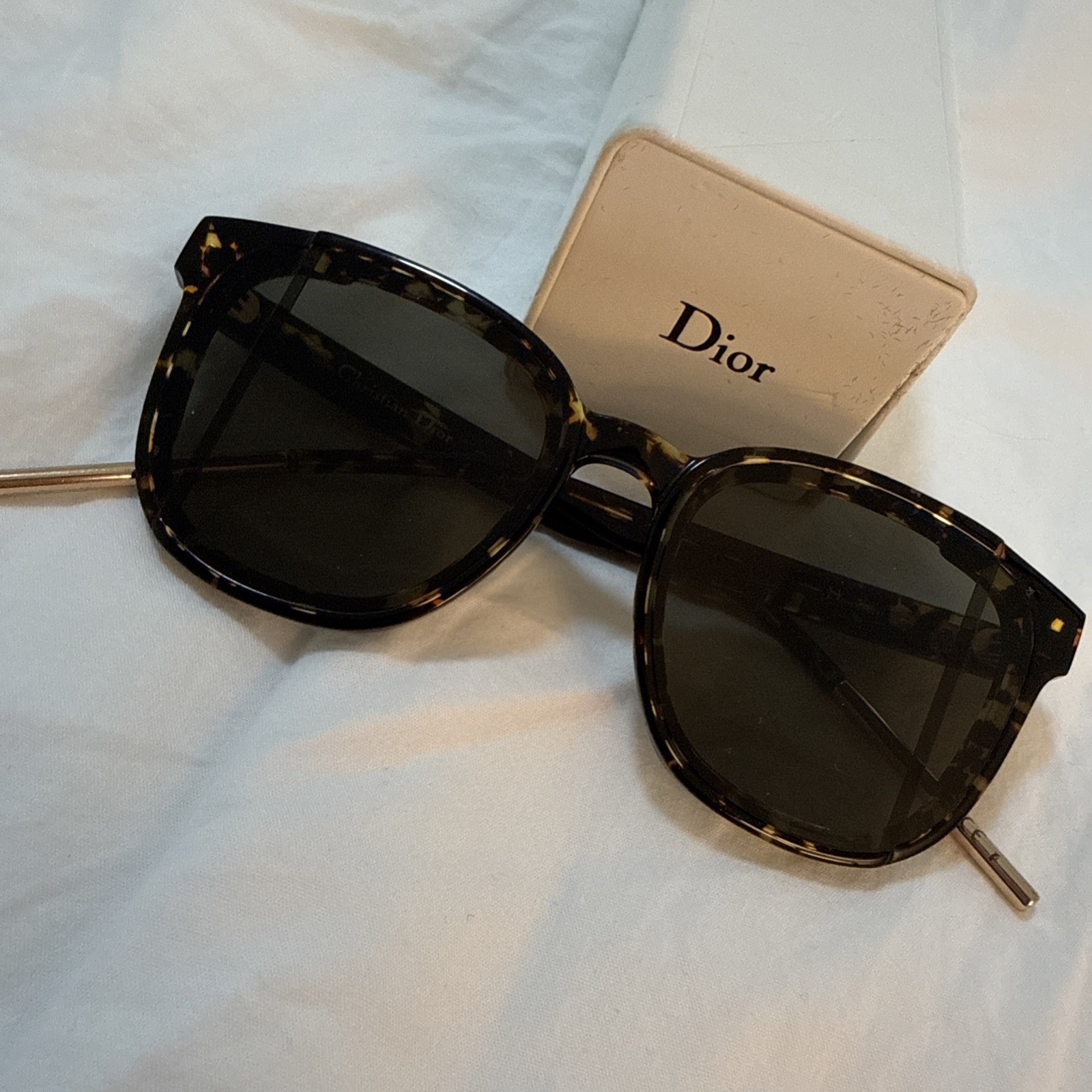 Dior Women’s Sunglasses Brown Gold Metallic Square Frame
