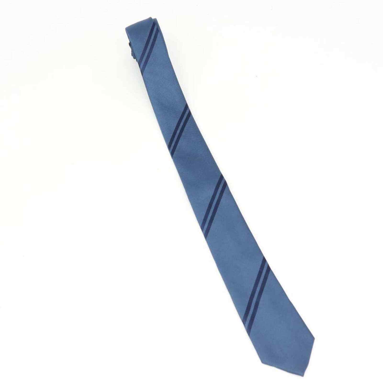 Topman Mens Dress Tie Necktie Blue Navy Stripe Tied Skinny Woven Lined Classic