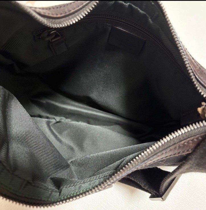GUCCI GG Monogram Half Moon Crossbody Shoulder Bag Brown