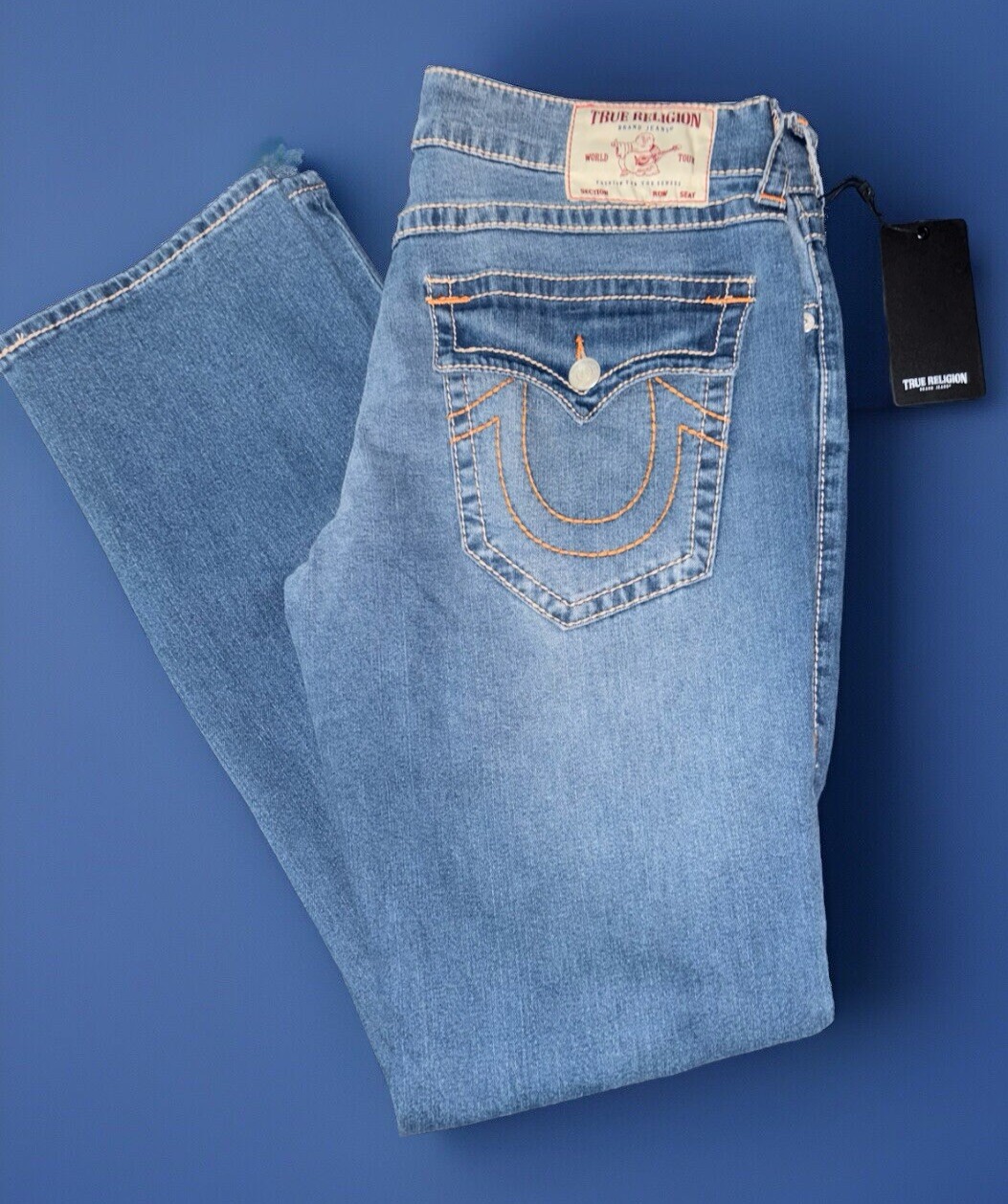 TRUE RELIGION RICKY BIG T FLAP RELAXED STRAIGHT 700051 JEANS 36 X 34