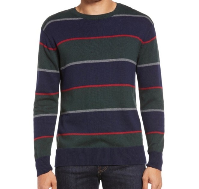 Rails Kent Rugby Sweater Men Large Hunter Striped Wool Blend Preppy Hipster New