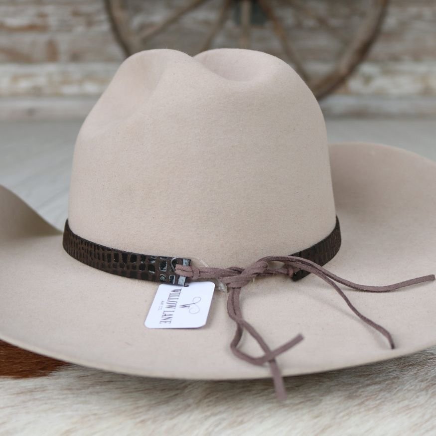 Leather Hat Band – Black Croc
