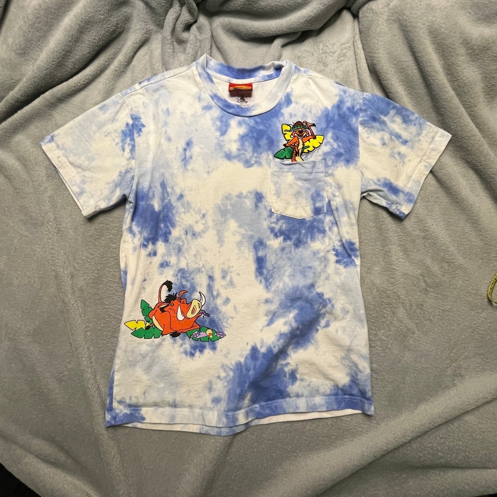 Disney The Lion King Timon Pumbaa Tie Dye T Shirt Adult Size Small Embroidered