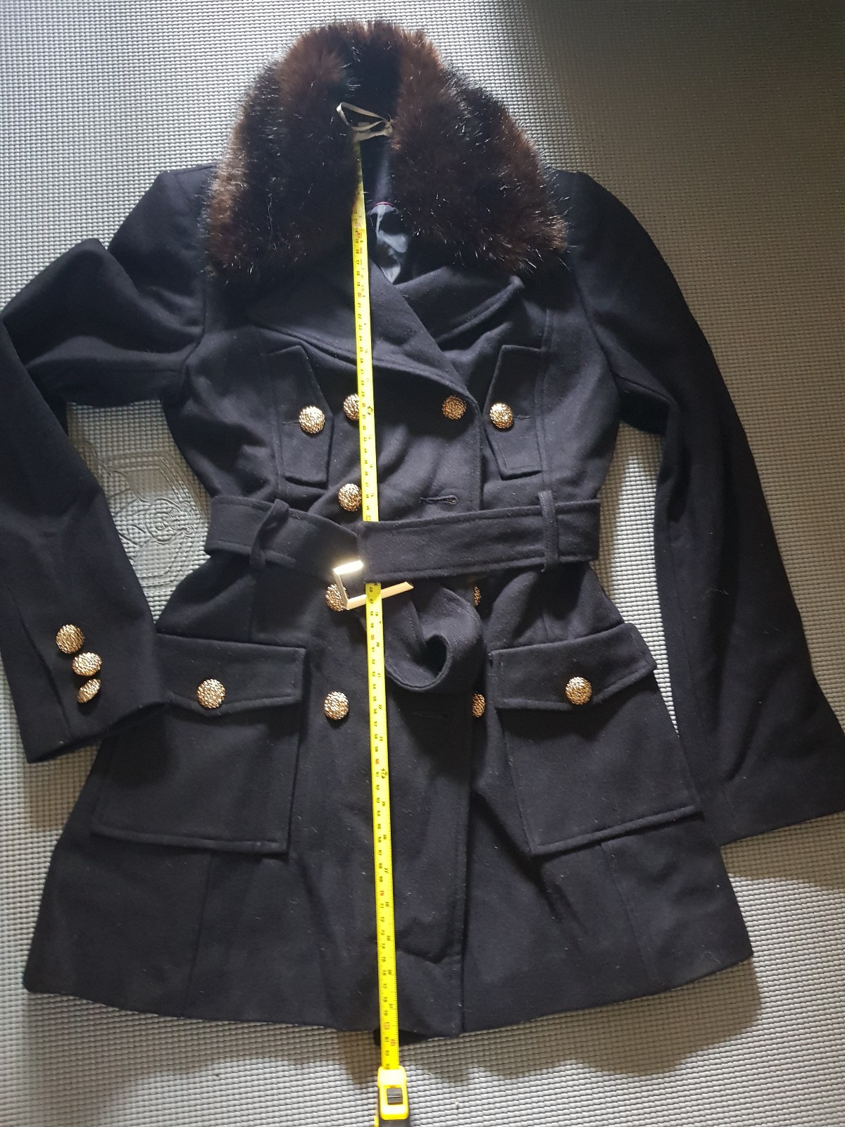 Red Herring Navy Double Breasted Coat with Detachable Faux Fur Collar 8
