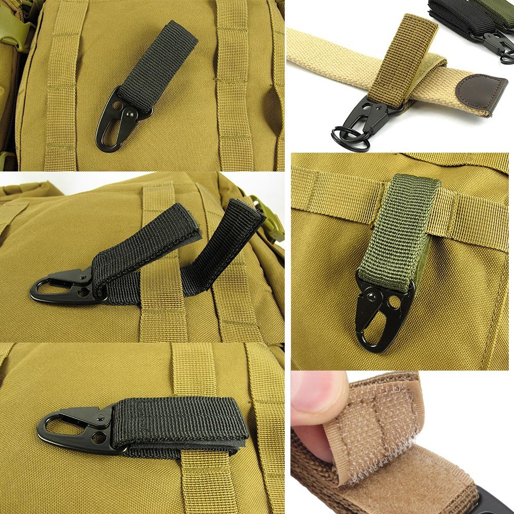 3 PCS Outdoor Webbing Buckle Hook Tactical Molle Key Ring Belt Holder Nylon Clip