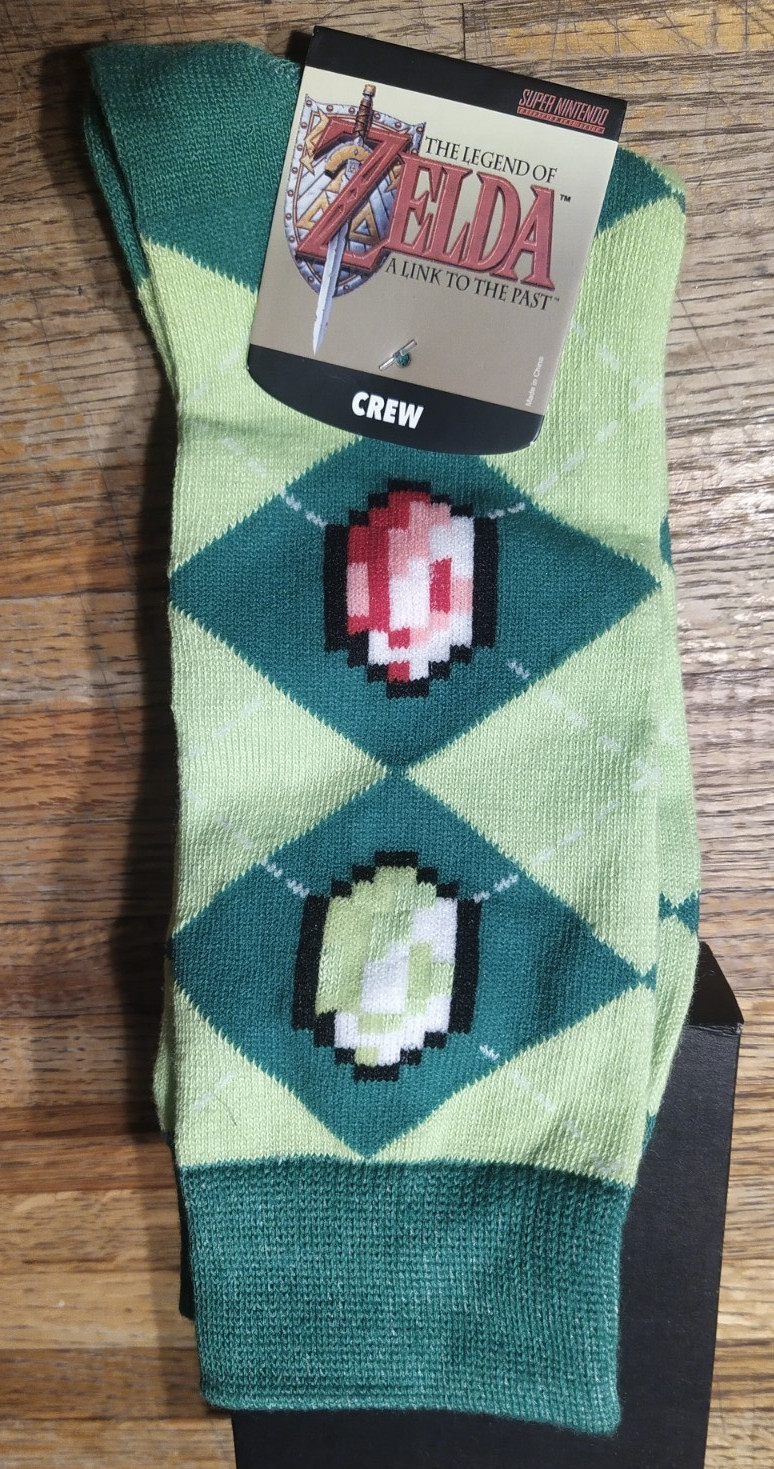 Loot Crate Loot Wear Exclusive The Legend Of Zelda Rupee Argyle Crew Socks 6-12