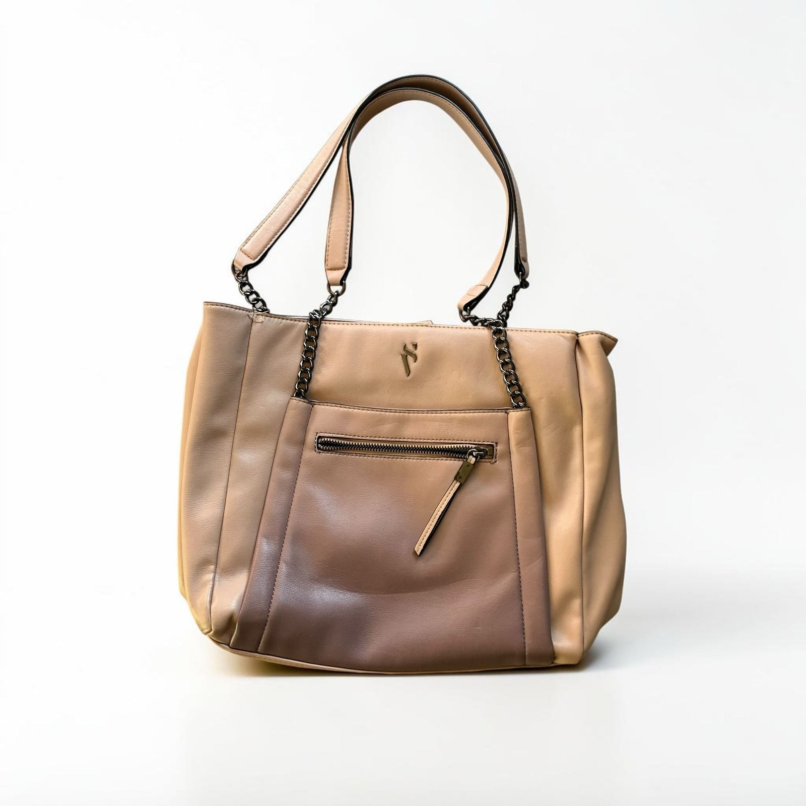 Simply Vera Wang Rockbridge Tote Bag Tan Multi-Tone Chain Strap