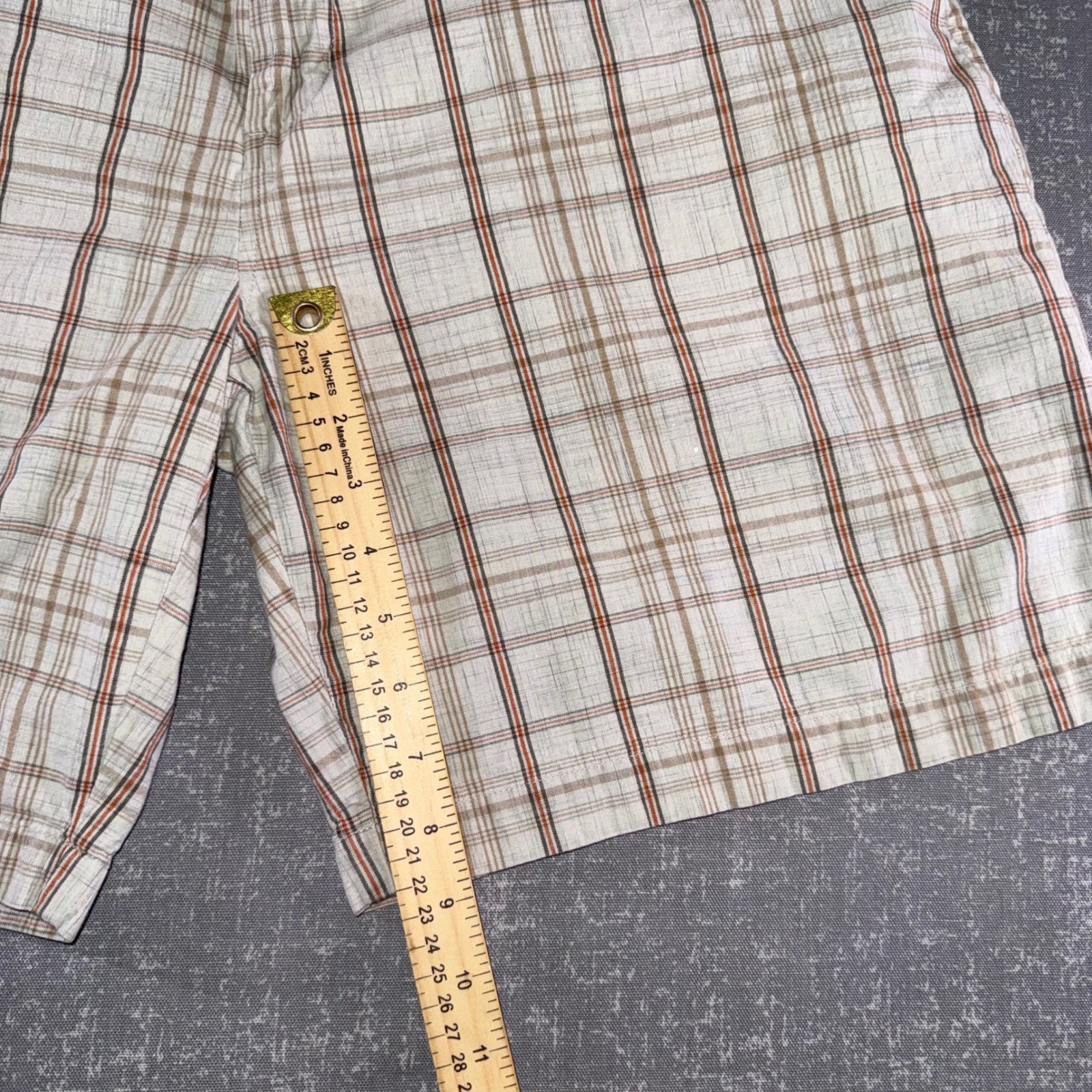 RedHead Mens Plaid Flat Front Shorts Beige Brown Orange Size 40 Casual Outdoor