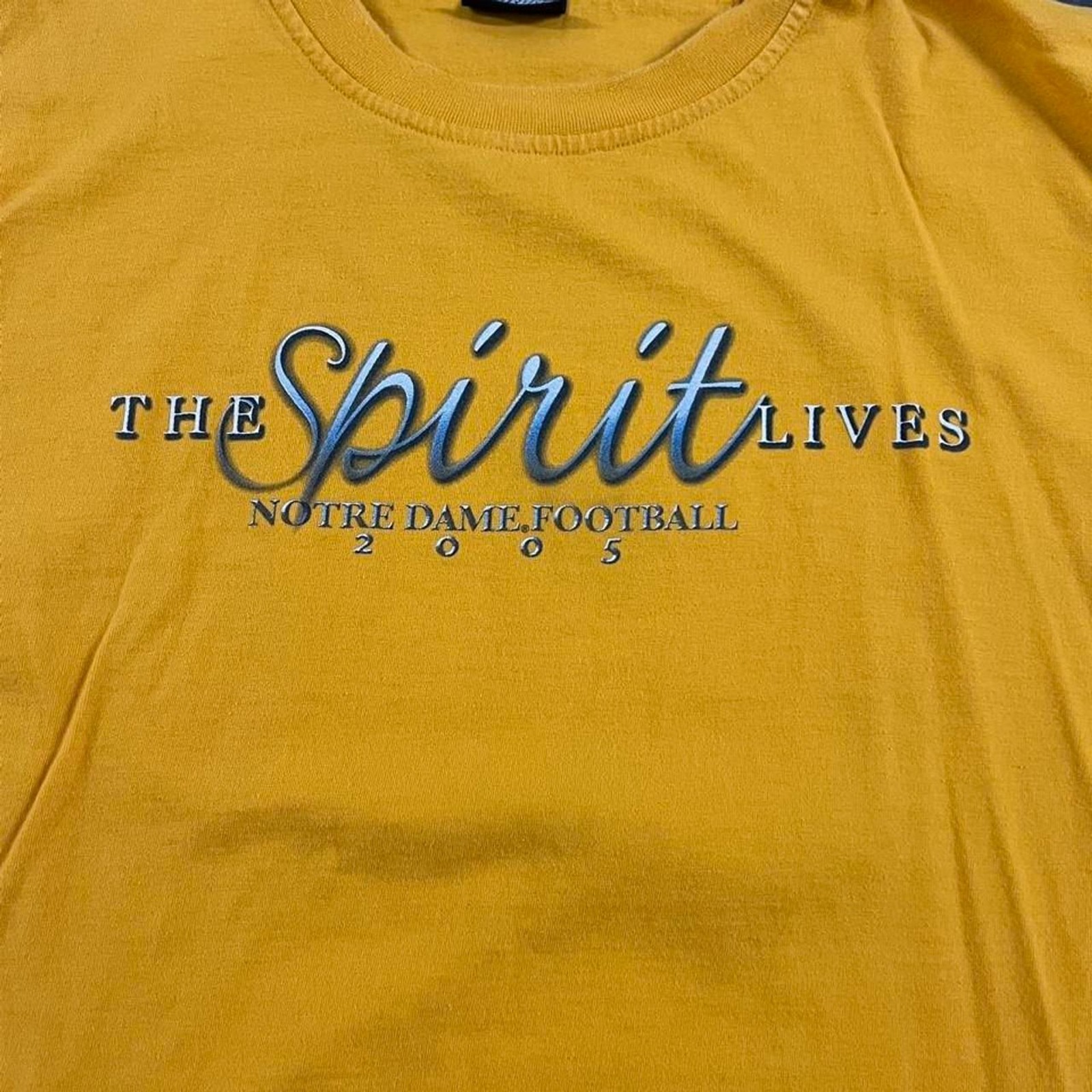 2005 Notre Dame Football The Shirt Lives Yellow Graphic T Shirt Pro Edge