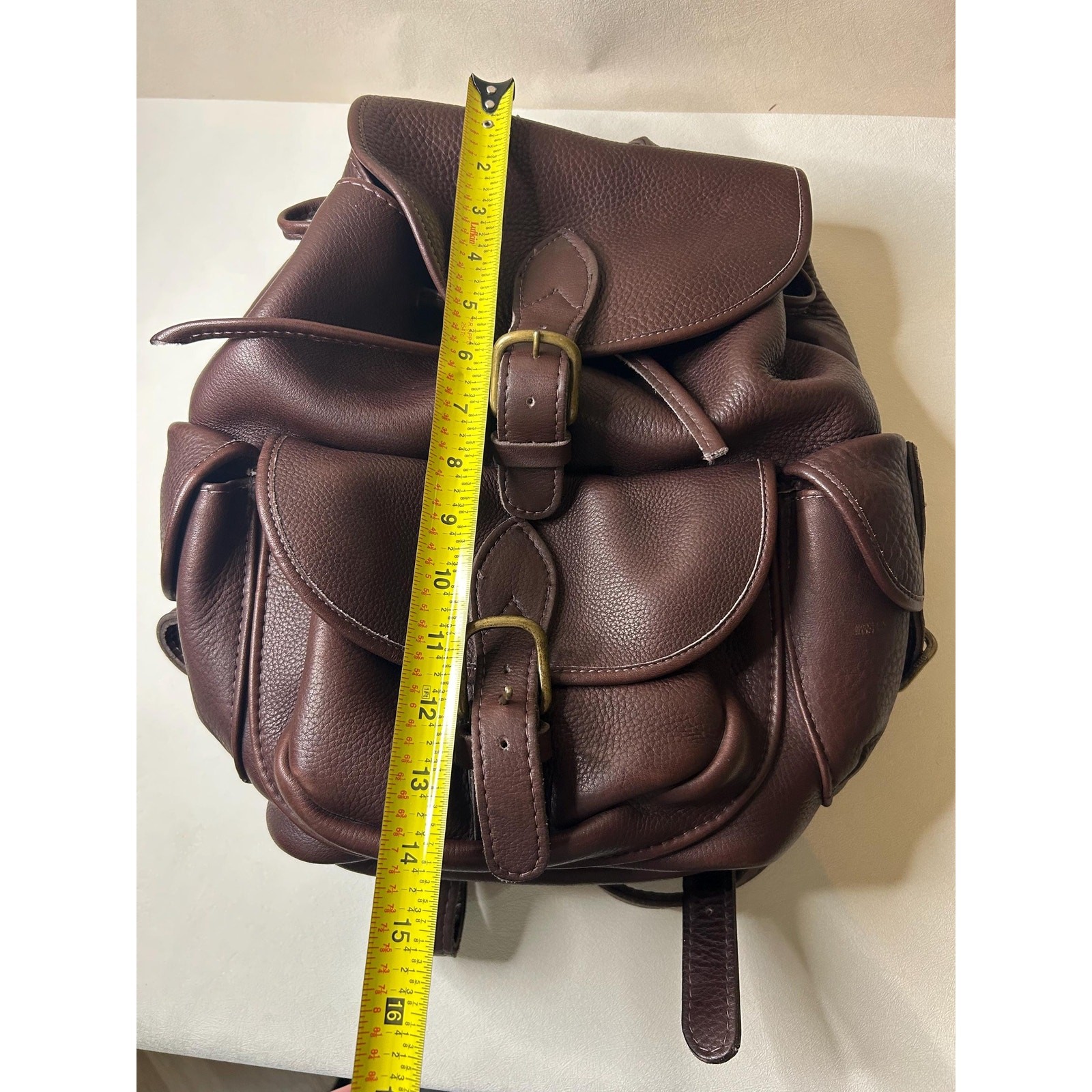 Vintage Style Dark Brown Full Grain Leather Rucksack Backpack