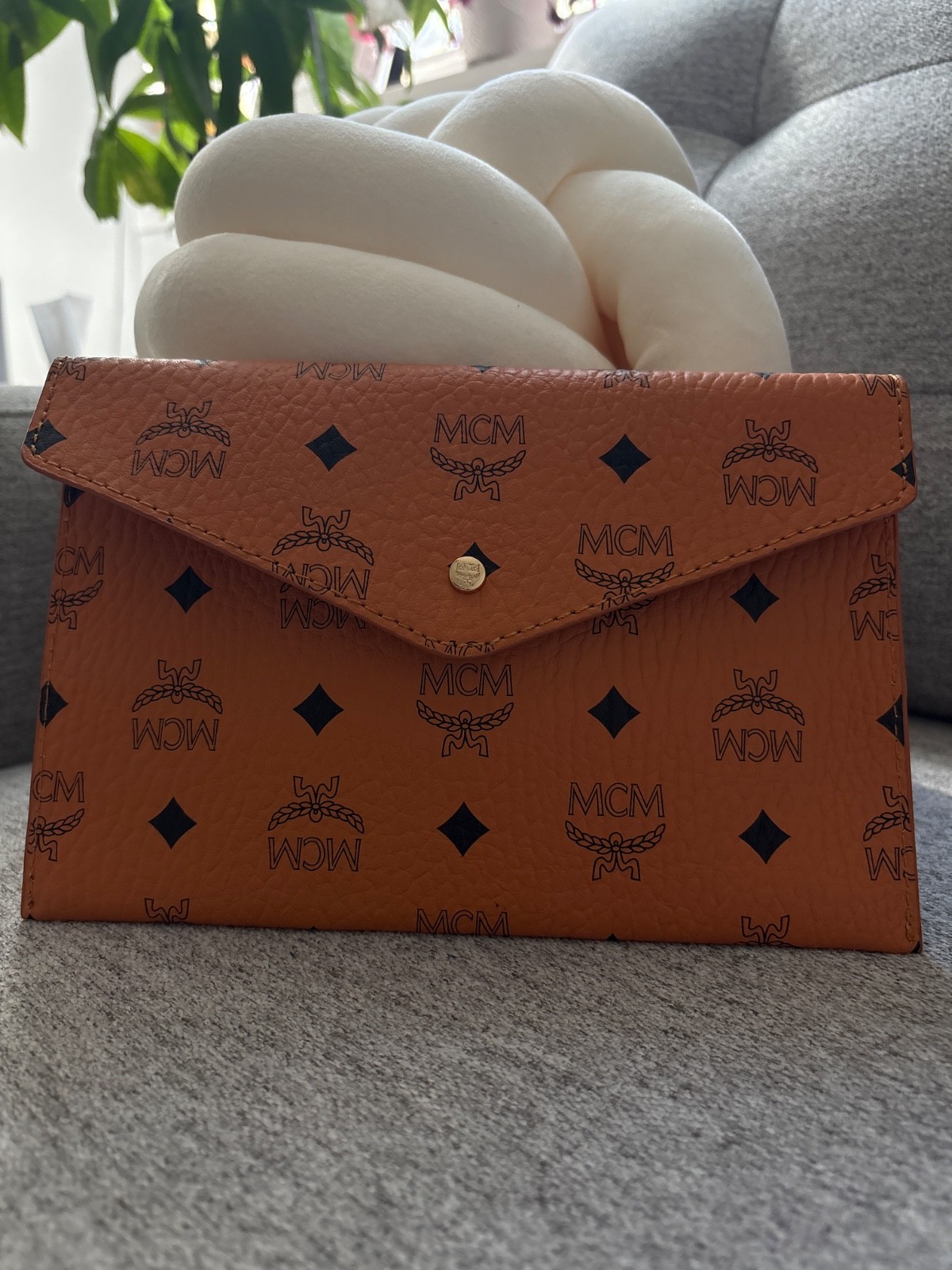 MCM Visetos Cognac Monogram Card Holder Business Card Case Wallet Gift With Purc