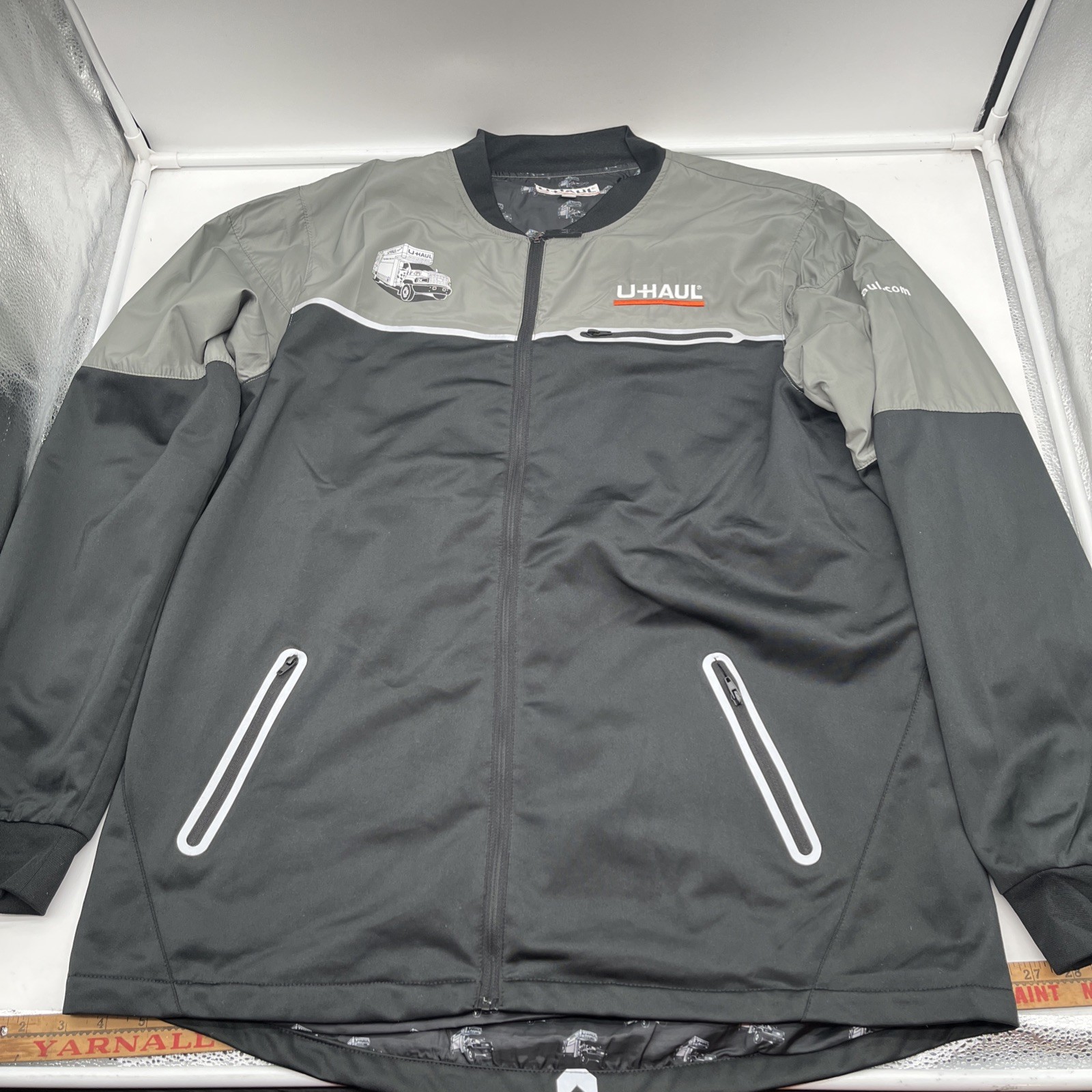 U-Haul Jacket Long Sleeve Employee Reflective Windbreaker Black Size Large Mens
