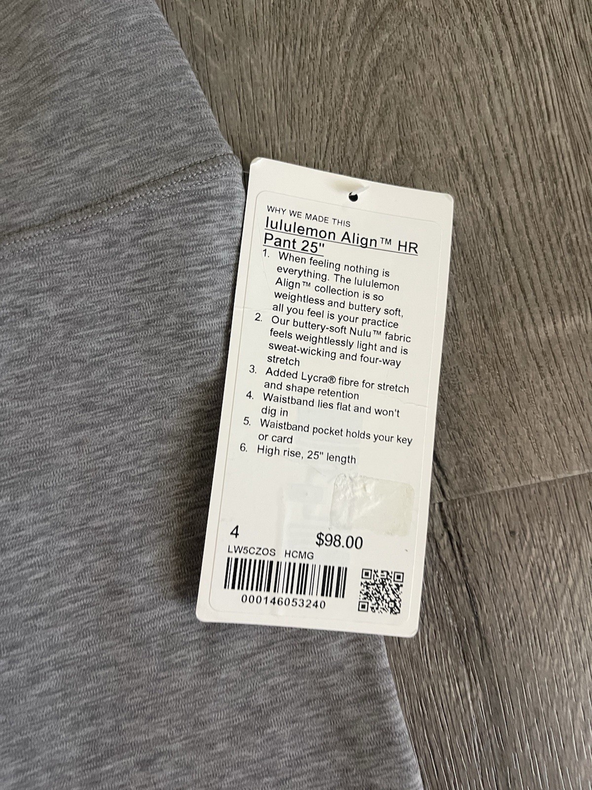 NWT lululemon Align High-Rise Pant 25” in Heathered Core Medium Grey HCMG sz 4
