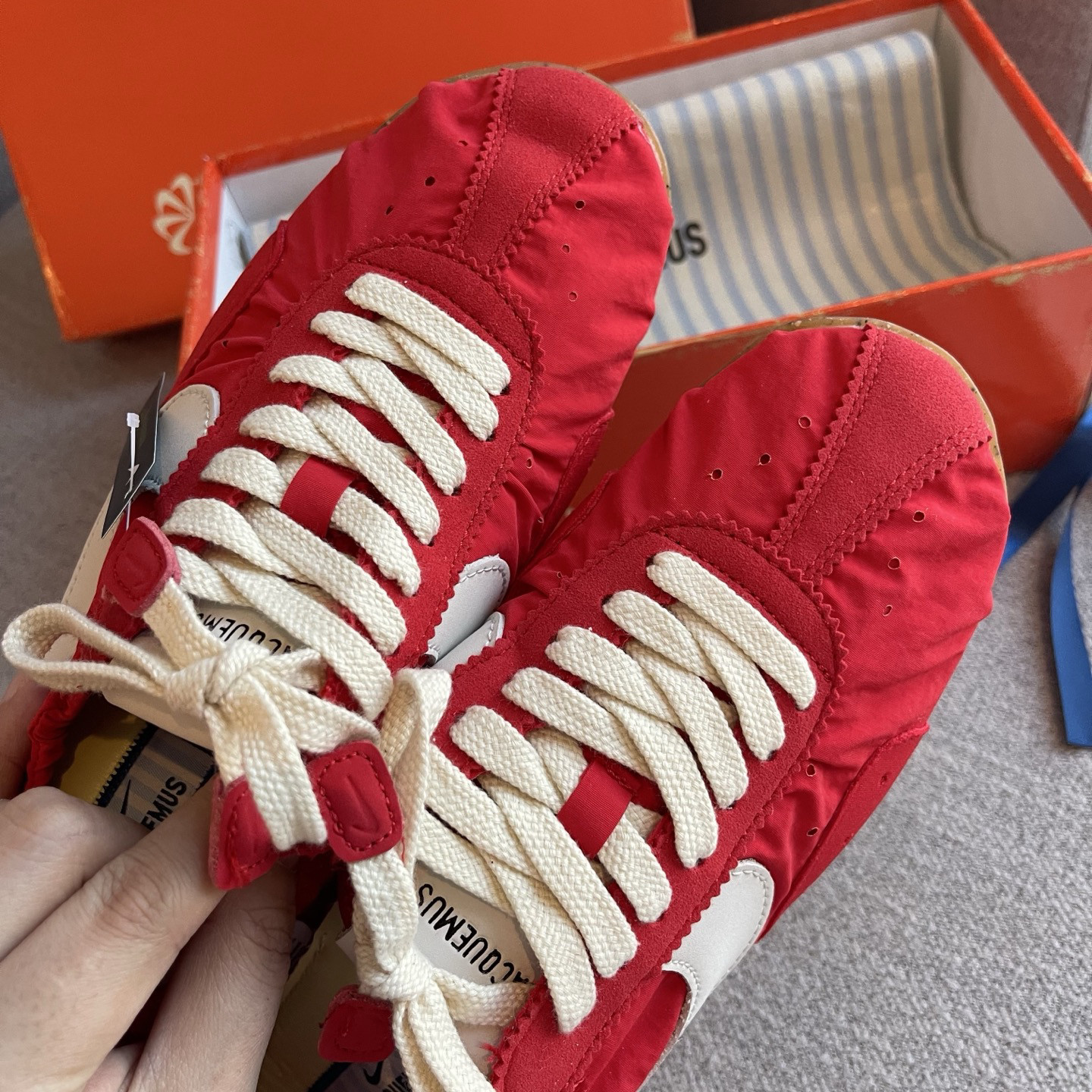 Men’s Nike Jacquemus Moon Shoe Red/White/Gum Retro Casual Running Shoes
