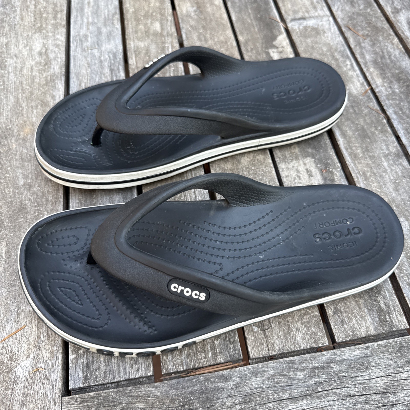 Crocs Sandals Bayaband Black White Flip Flops Water Friendly Women’s 8 Men’s 6