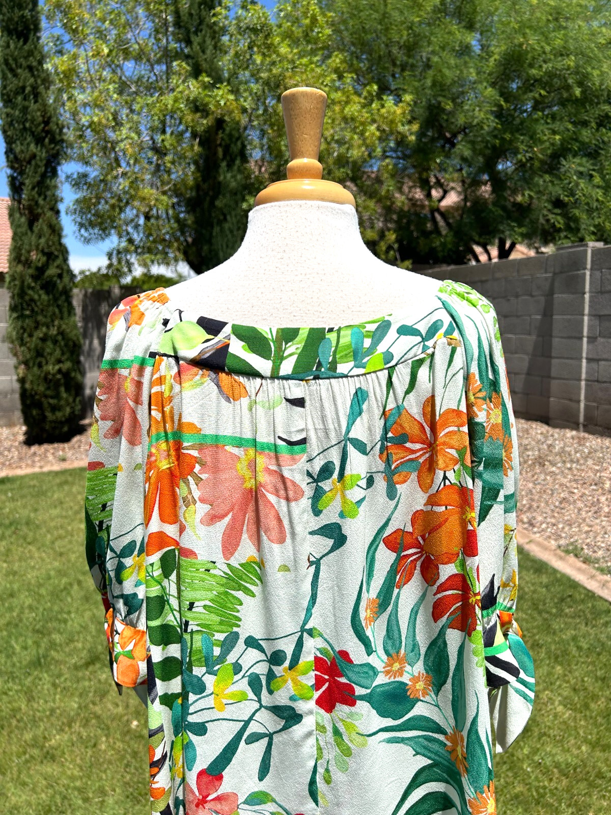 Karen Kane Mango Tango Square Neck Peasant Tunic Top Plus Sz 2X $148 Floral NWT