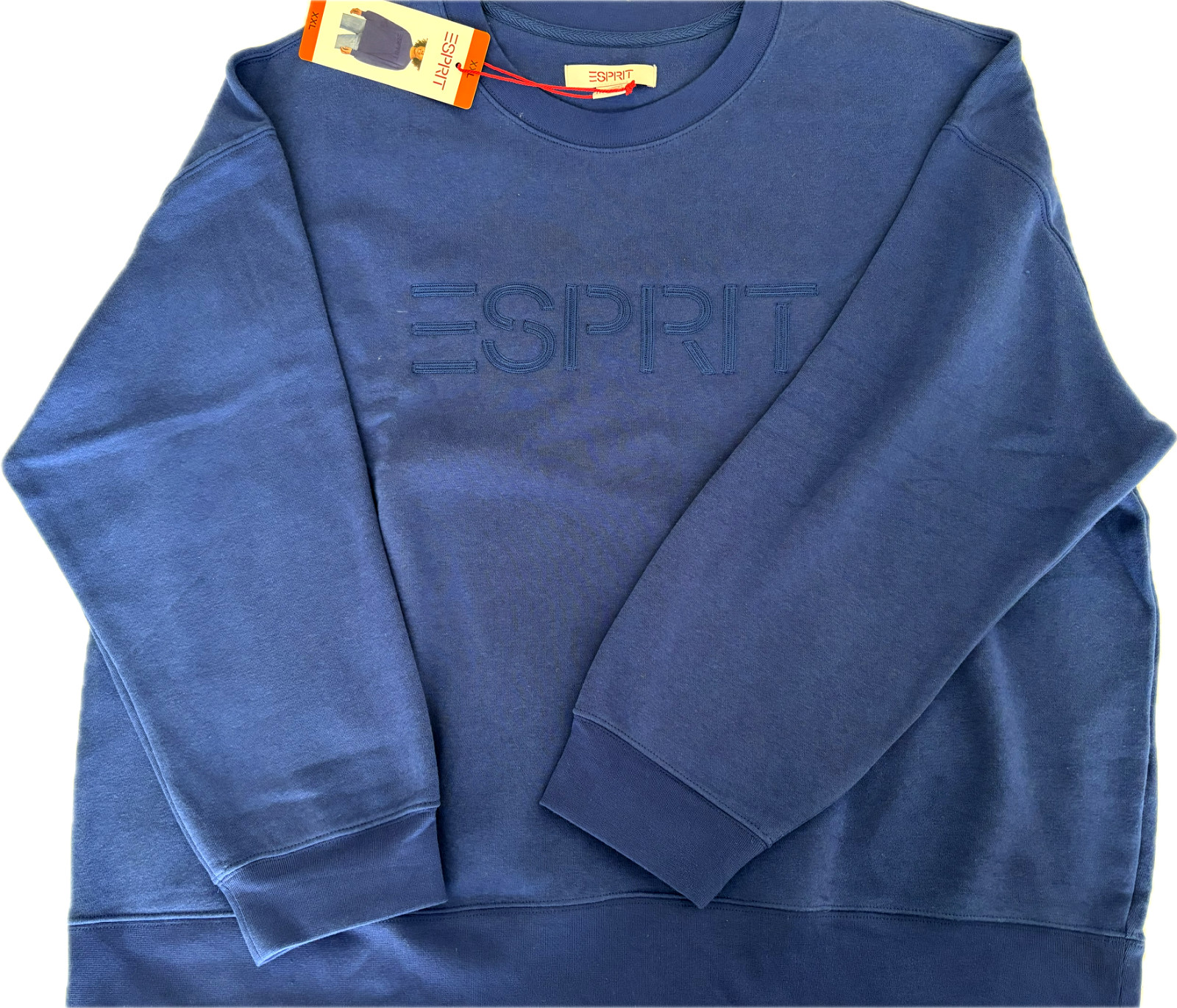 ESPRIT Embroidered Crewneck Sweatshirt VIRAL 80s Costco Green Blue Cream NWT