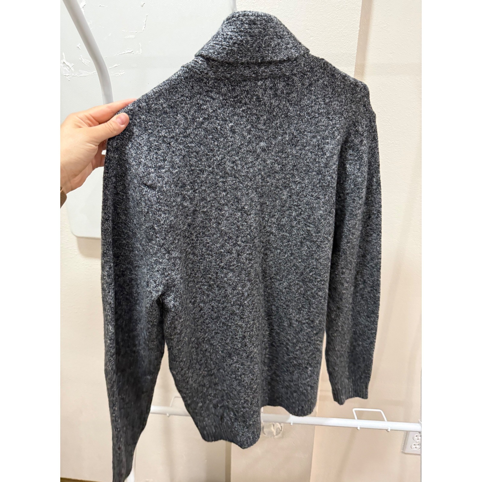 Old Navy Mens Gray Marled Shawl Collar Pullover Sweater Medium Classic Knit