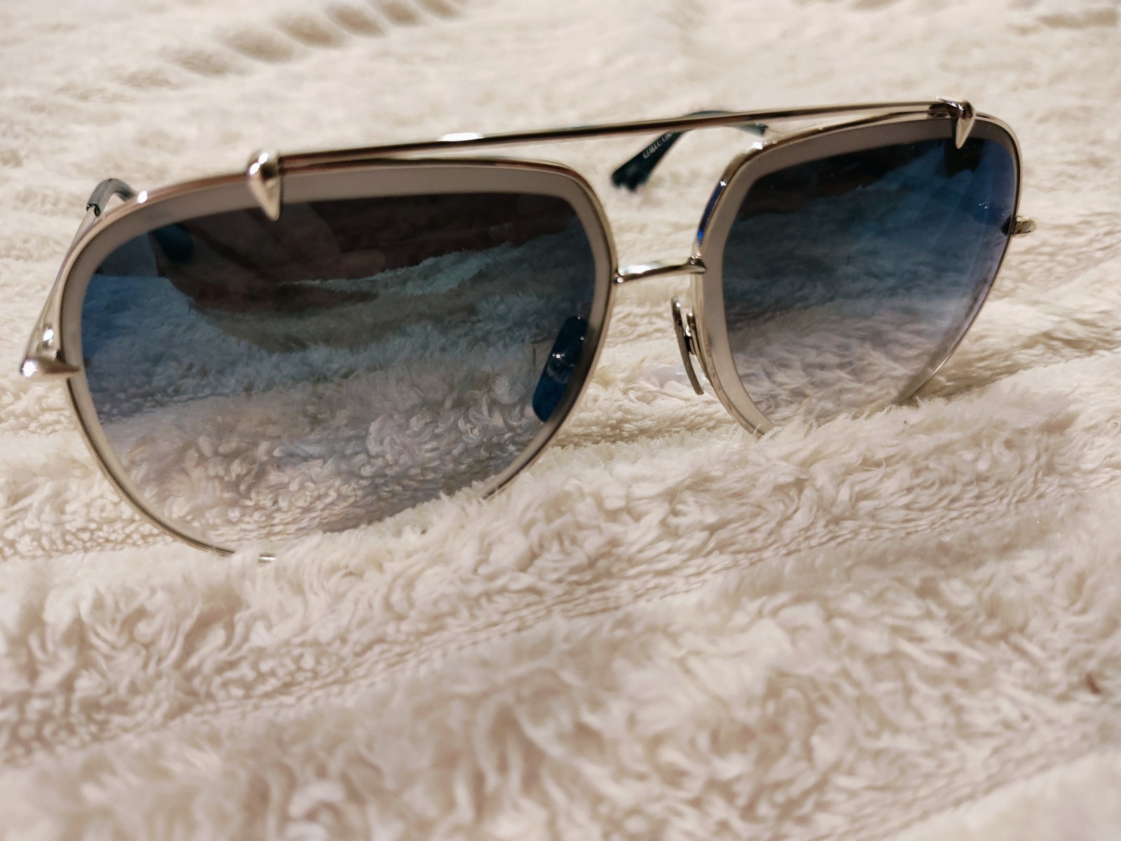 DITA TALON 23007-E-SLV-62 AVIATOR SUNGLASSES SILVER FRAME BLUE GRADIENT LENSES