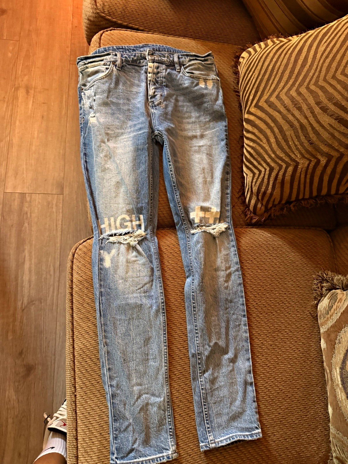 Ksubi Men’s Van Winkle Skinny Jeans Light Wash Distressed 5-Pocket Lo