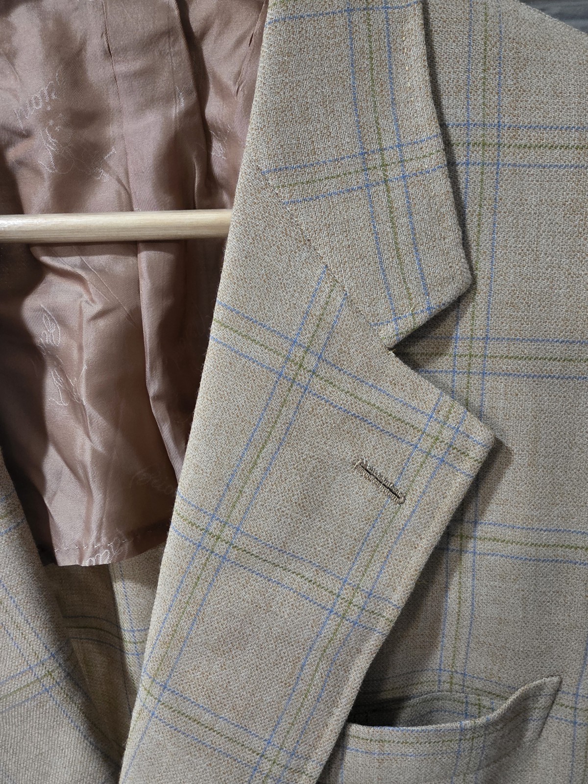 Brioni Palatino Tan Beige Windowpane Sport Coat Jacket 44r Wool