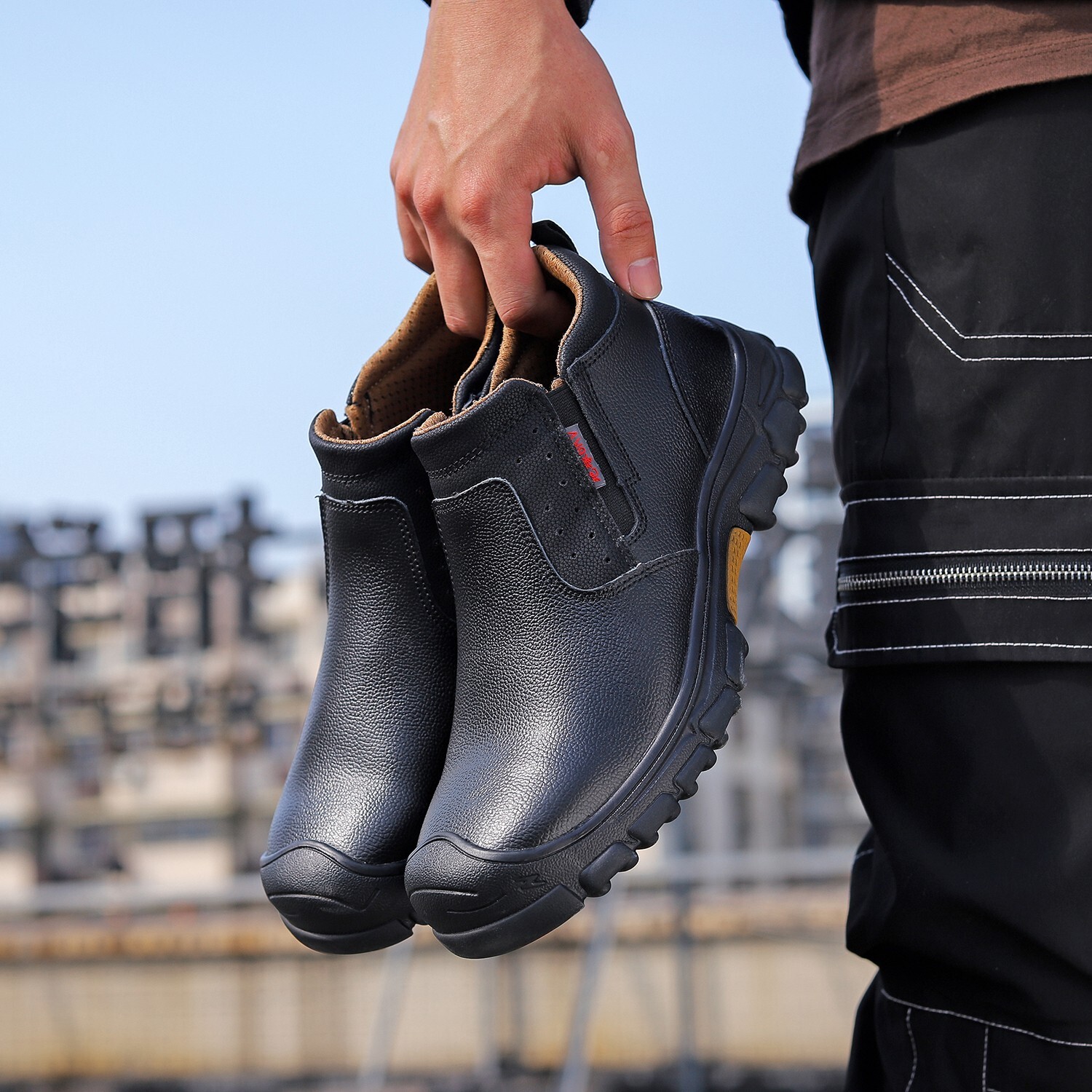 Steel toe shoes for Men New Composite toe work boot Anti-slip Welder Boots