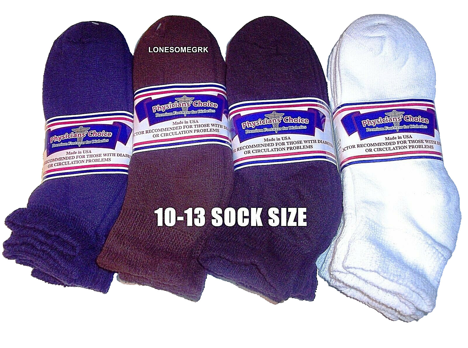 12 Pairs Mens Physicians Choice VENTILATED Diabetic Cotton Ankle Socks 9-12 Shoe