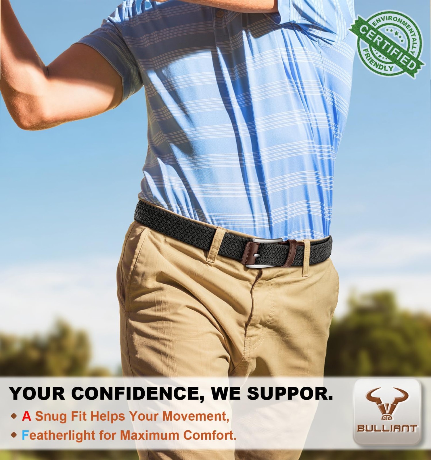 Woven Braided Stretch Web Belt 2-Pack for Men – Breathable, No Hole, Snug Fit –