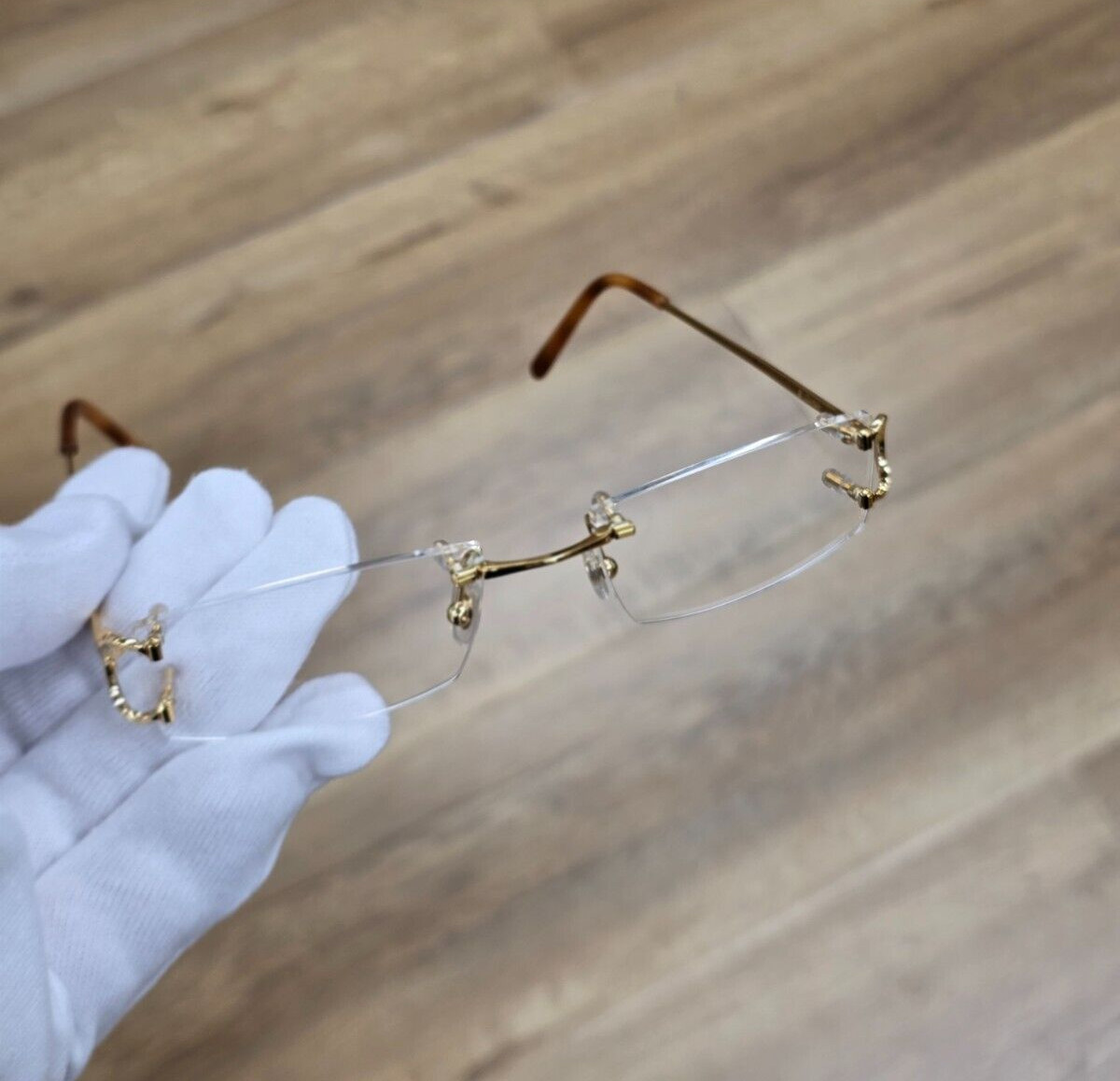 CARTIER Rectangular Rimless 53MM Gold Unisex Eyeglasses CT0092O 001