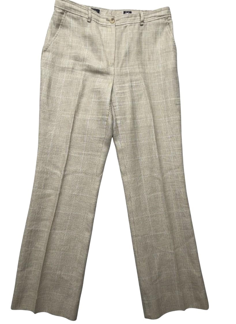 Brooks Brothers Tweed Dress Pants Womens 8 Beige Linen Wool Check Lined Career