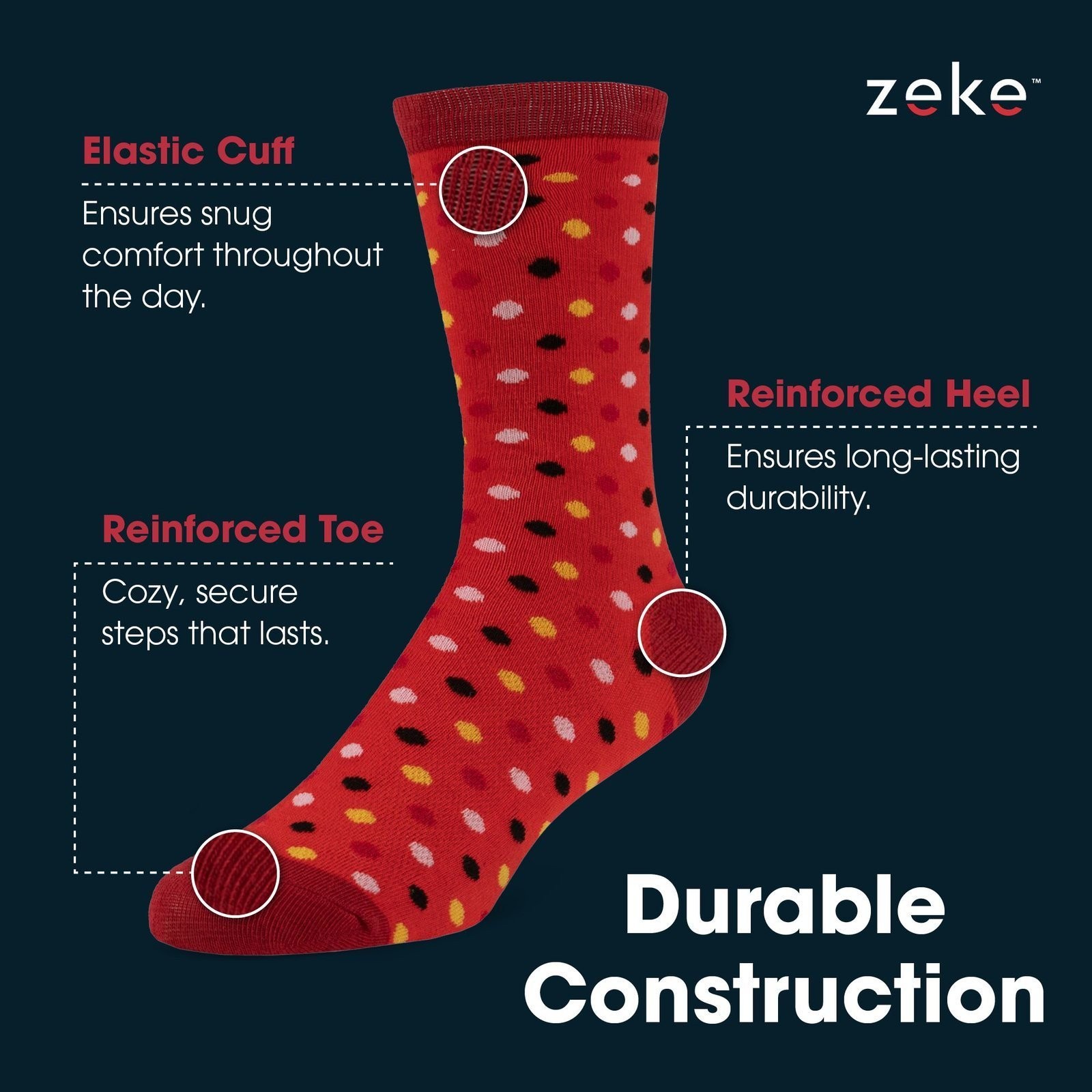 ZEKE Men’s Dress Socks Funky Fun Colorful Crew Socks 12 Assorted Patterns
