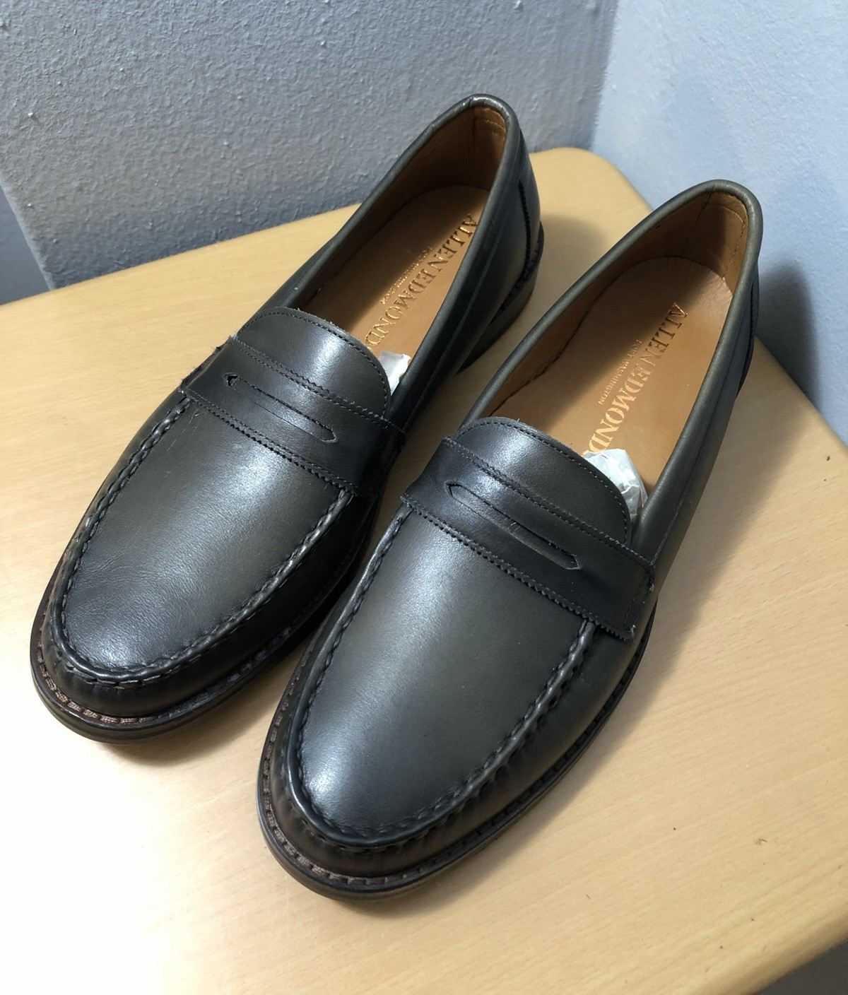 Allen Edmonds Dylan Penny Loafer Burnished Olive Leather Round Toe US 9D Slip-On