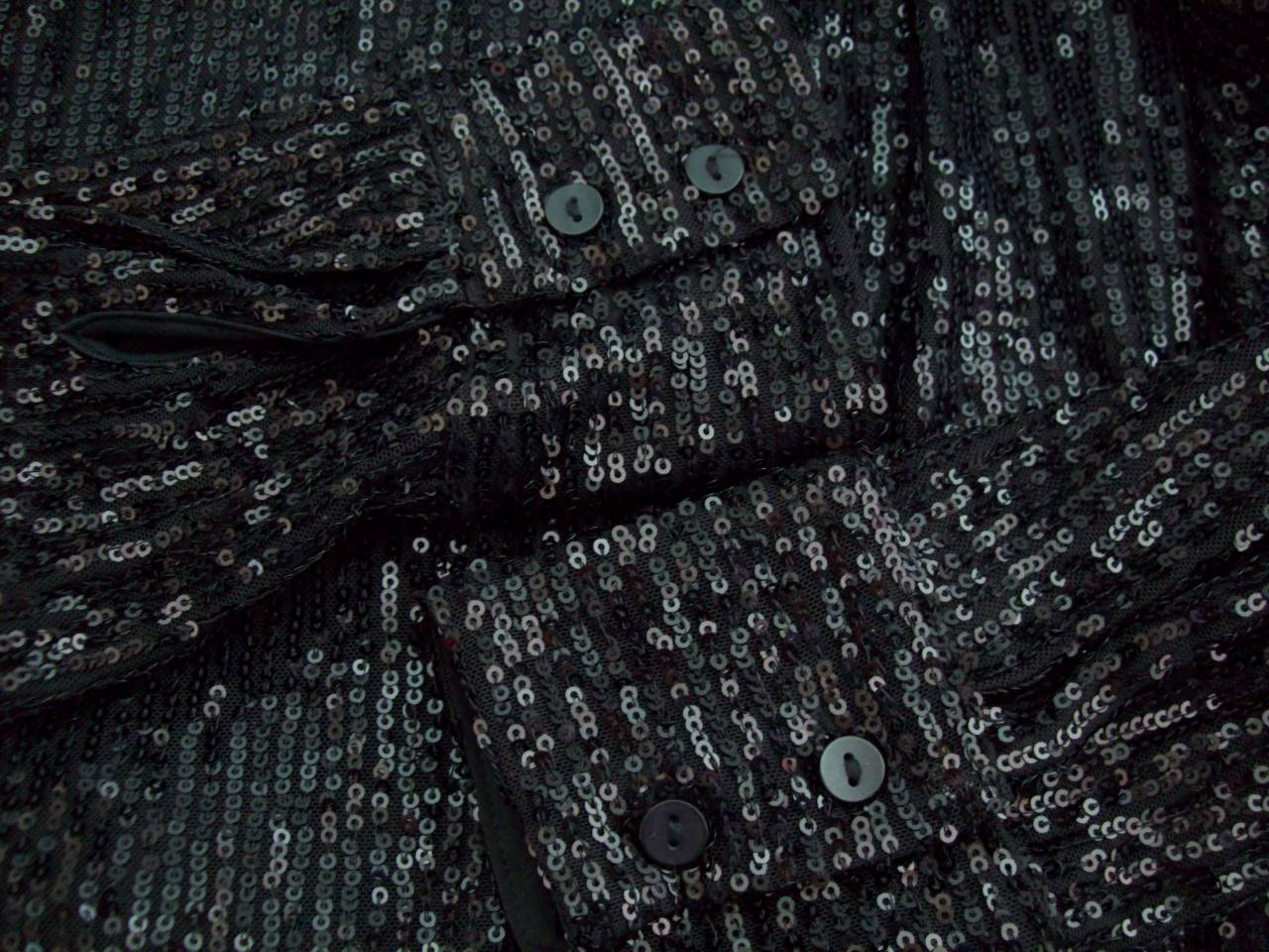 New F&F Black Sequin Shirt Top UK 12 Oversized 12/14 Stretch Party Occasion