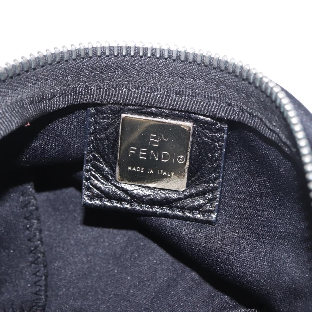 FENDI Shoulder Bag Cotton Jersey Black Silver Auth 186864