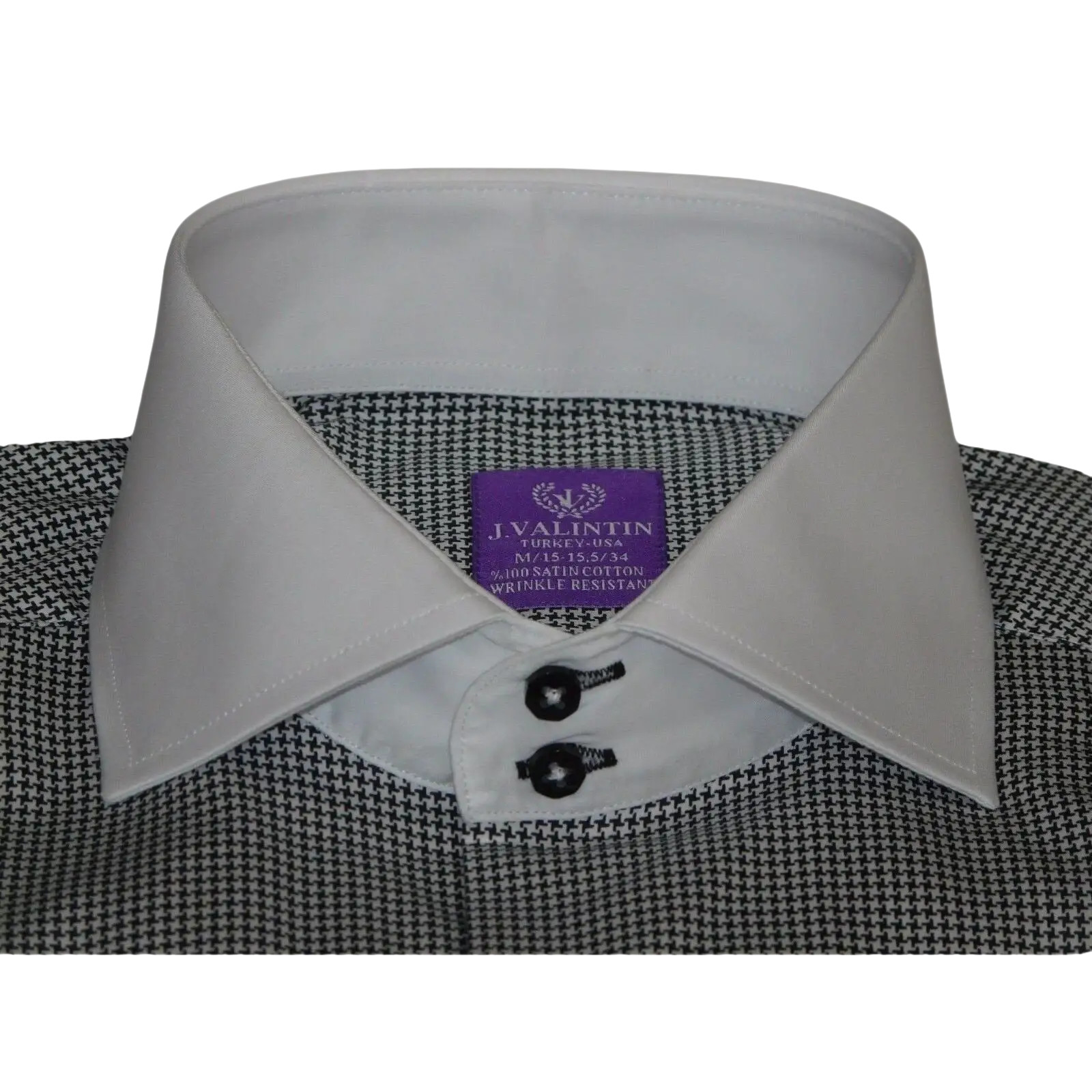 Men Shirt J.Valintin Turkey-Usa 100% Egyption Cotton High Neck 1R57-01 black