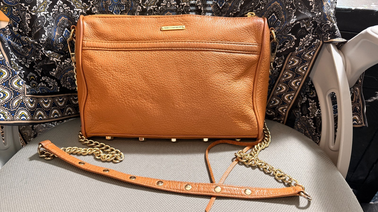 Rebecca Minkoff Pebbled Leather Shoulder Bag with Chain in Excellent Condition